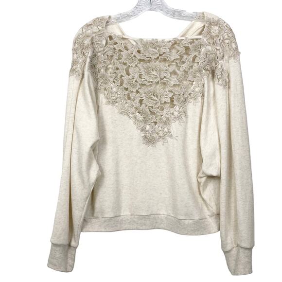 NWOT ANTHROPOLOGIE MEADOW RUE Bria Lace Sweatshirt - Picture 3 of 11